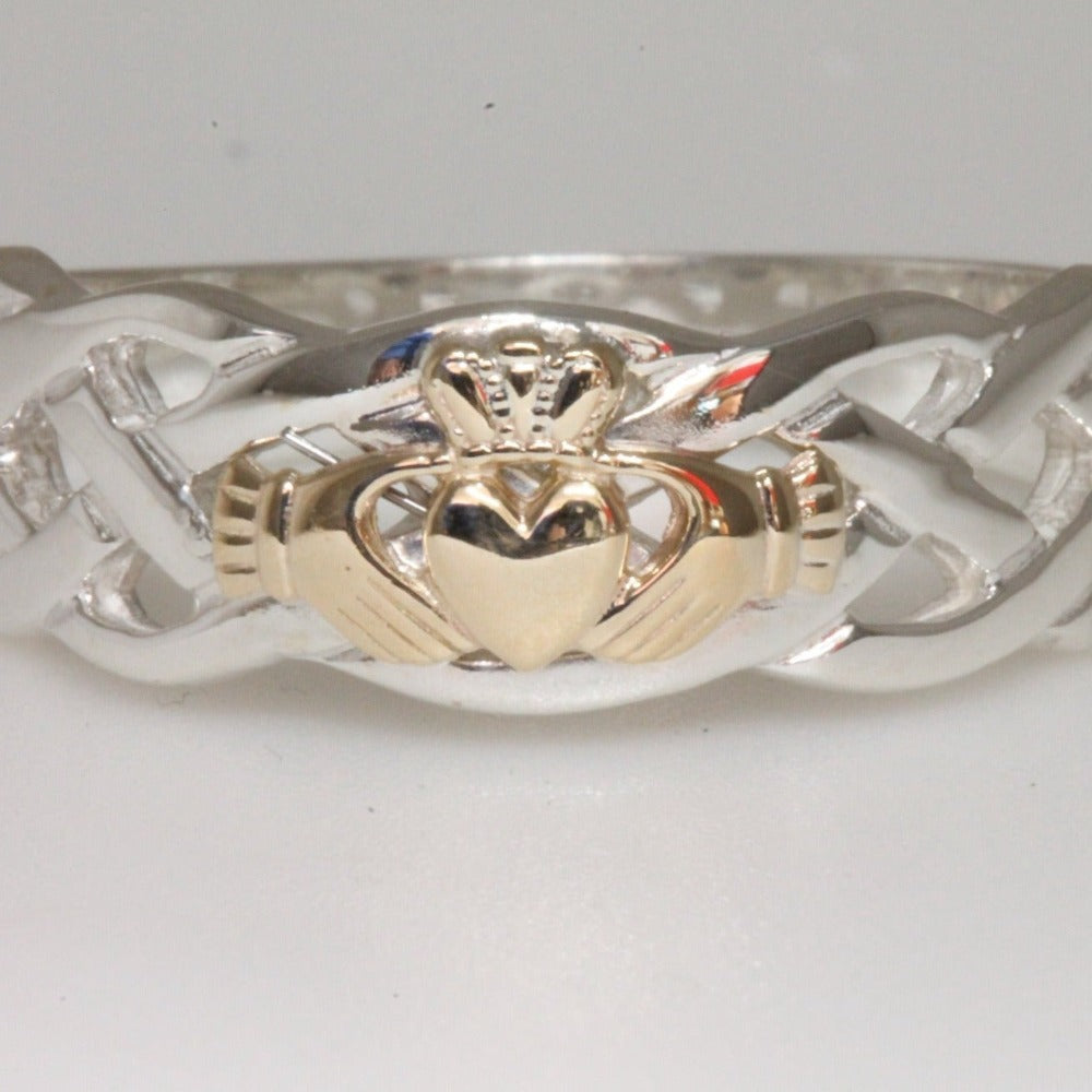 Claddagh ring, Mens silver and gold Claddagh with celtic rope
