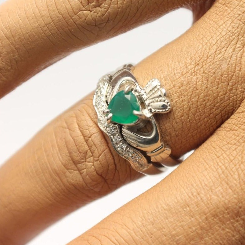 Agate gemstone claddagh ring and matching stone set – Irish