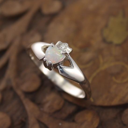 Claddagh ring, ladies opal and diamond claddagh – Irish