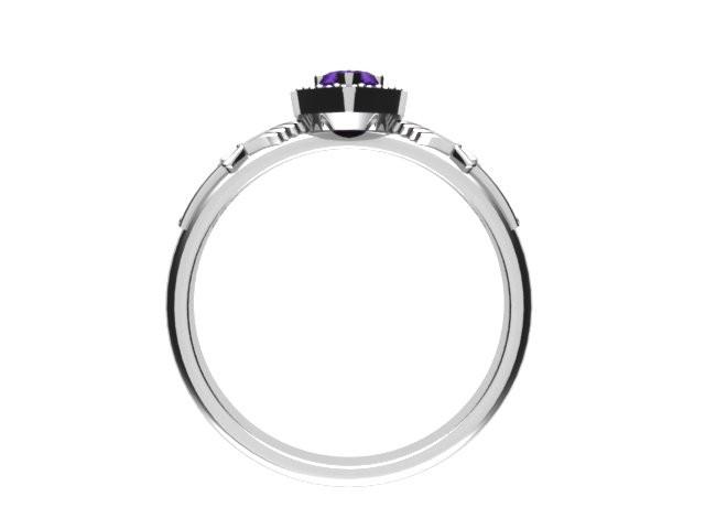 Jewelry - Ladies Claddagh Ring. Real Amethyst Gemstone Claddagh Ring, Contemporary Irish Celtic Claddagh Ring.