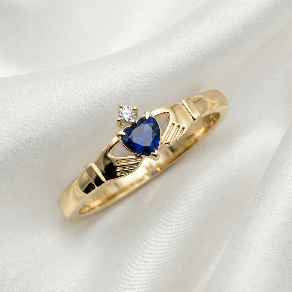 sapphire claddagh ring