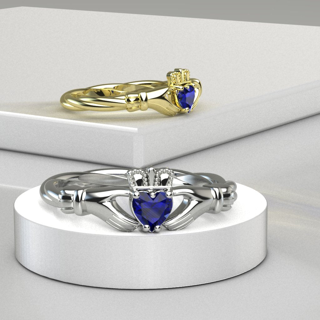 sapphire claddagh ring