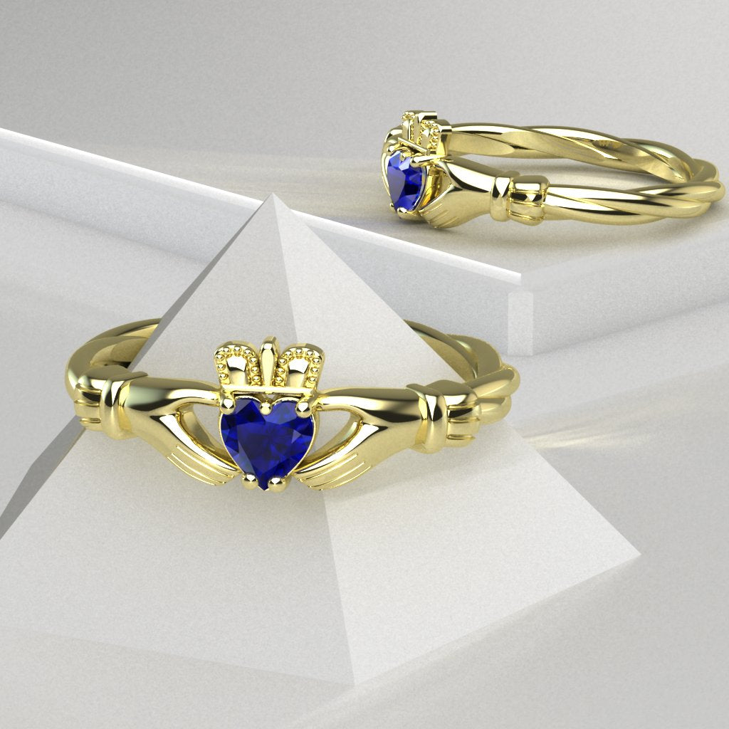 sapphire claddagh ring