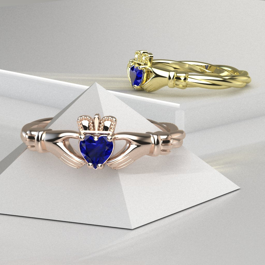 sapphire claddagh ring