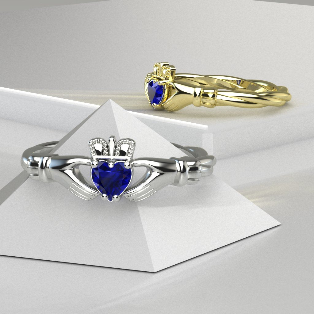 sapphire claddagh ring