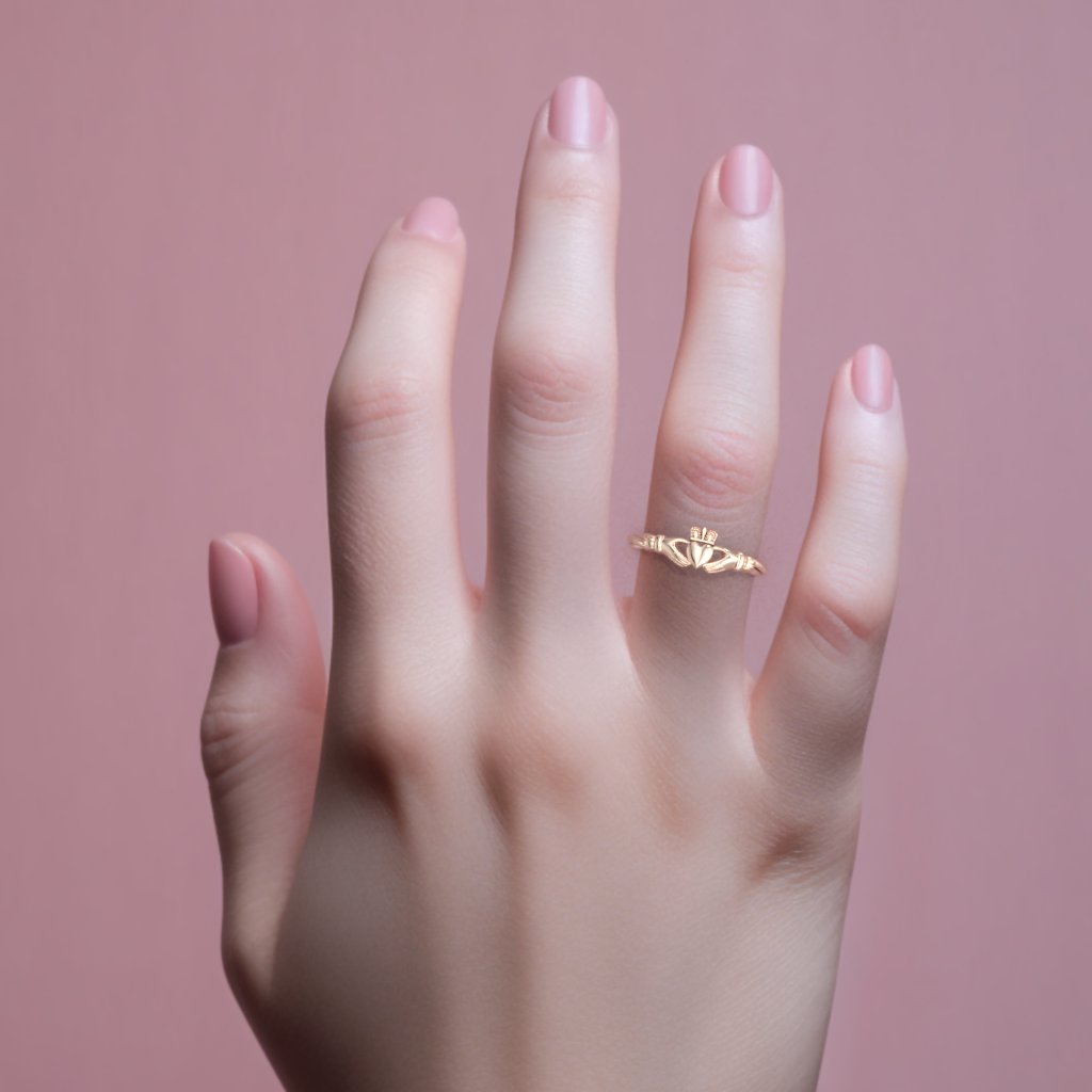 claddagh ring displayed on hand 