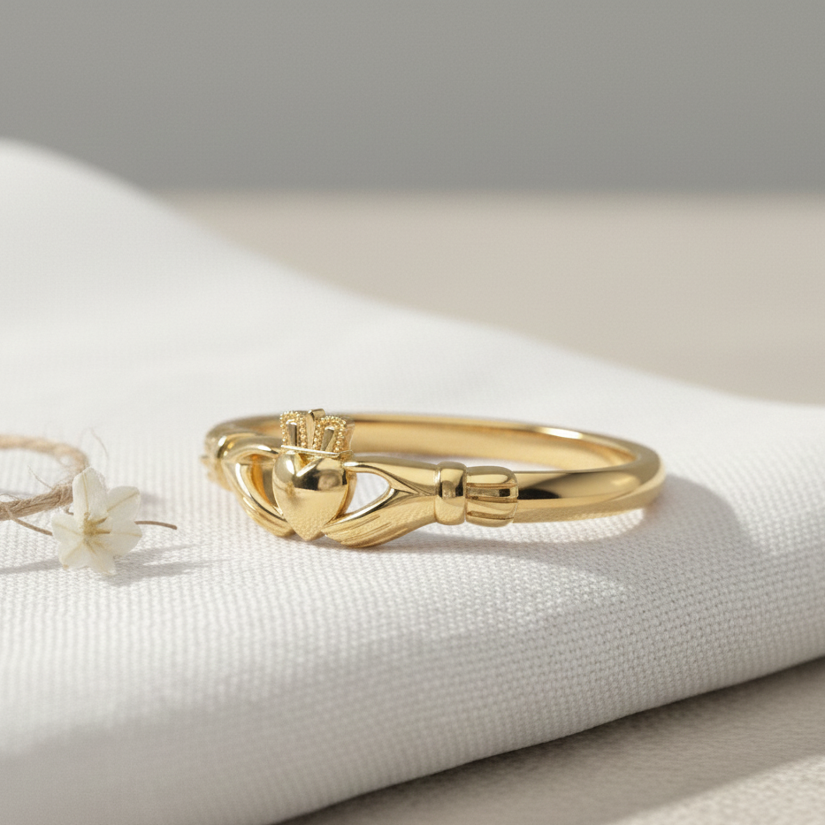 claddagh ring yellow gold 