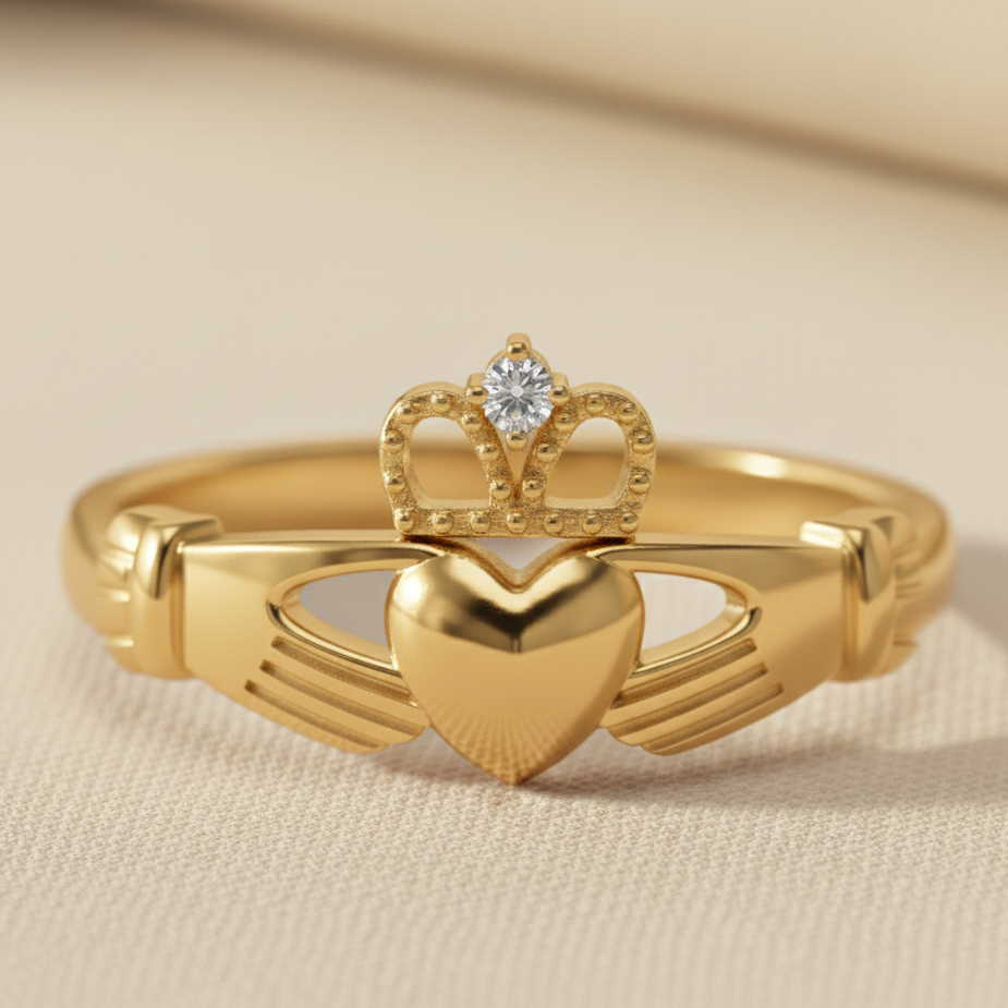 Diamond claddagh ring gold 