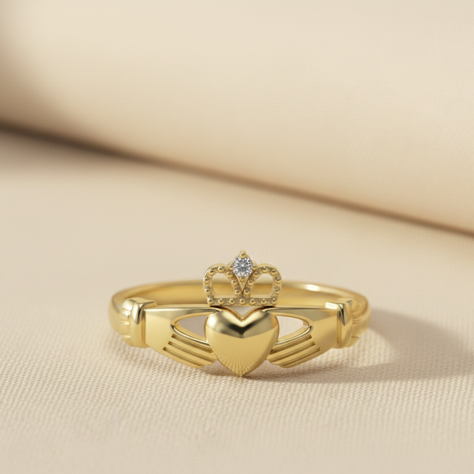Diamond claddagh ring gold 