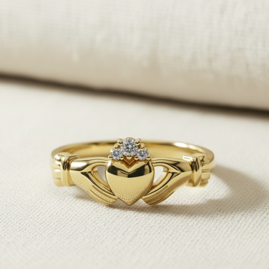 Diamond claddagh ring