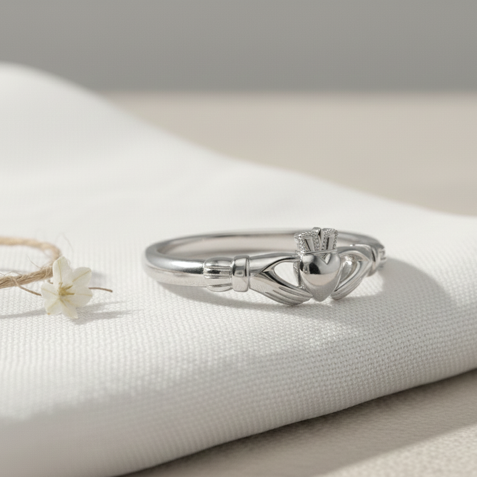 claddagh ring white gold