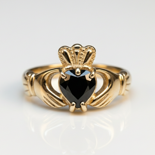 claddagh ring back sapphire gold