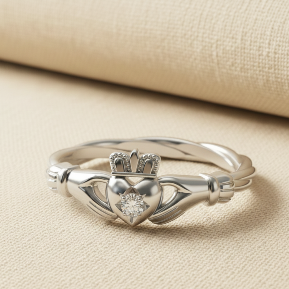 claddagh ring white gold