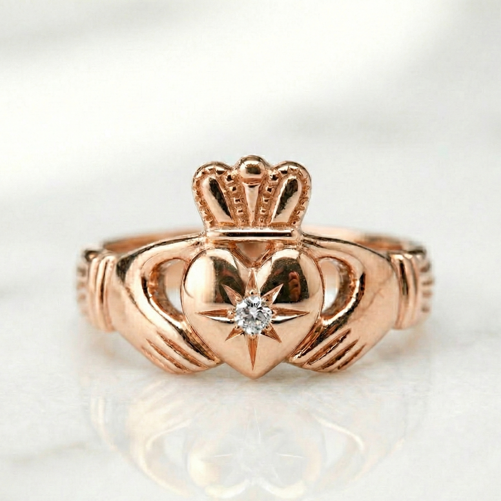 claddagh ring diamond rose gold