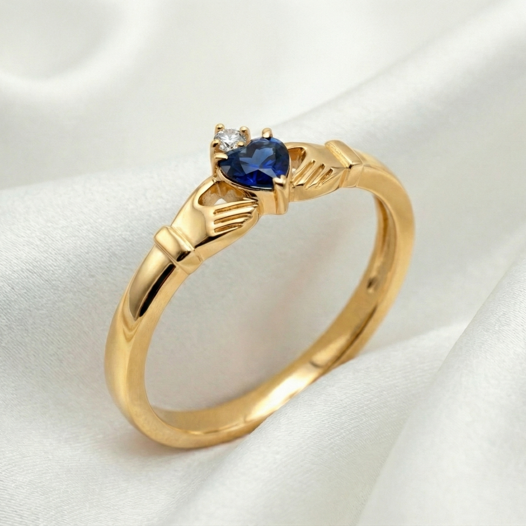 sapphire claddagh ring
