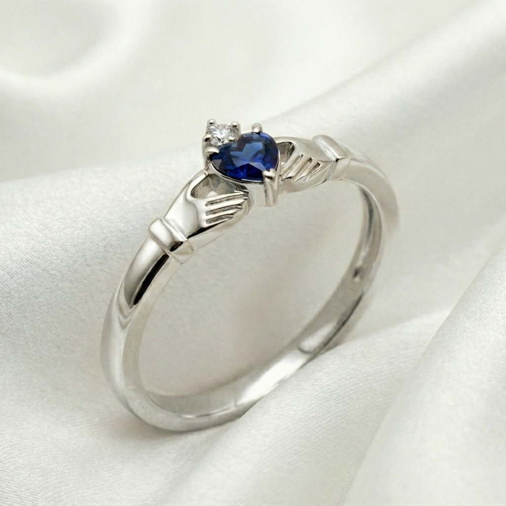 sapphire birthstone claddagh ring