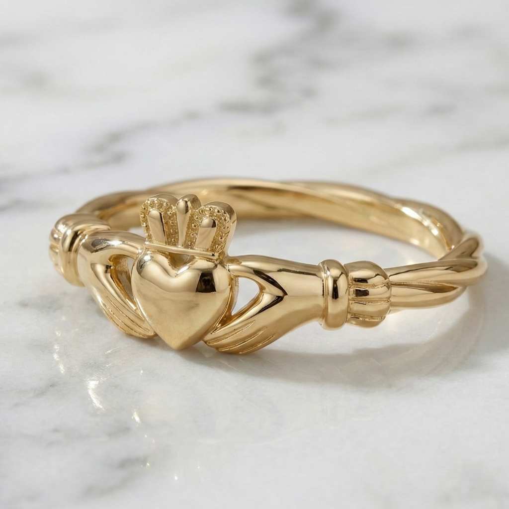 gold claddagh ring 