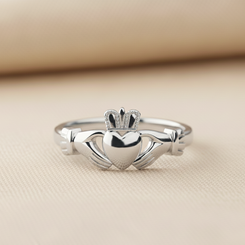 claddagh ring white gold