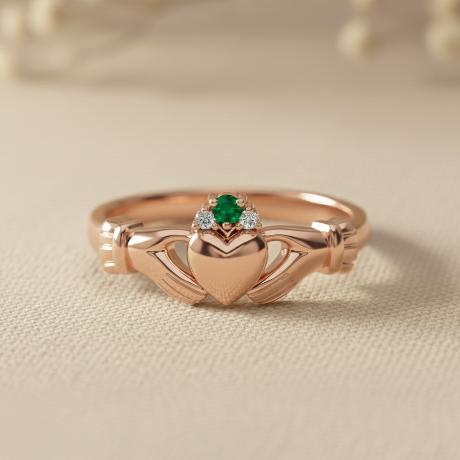 claddagh ring emerald 
