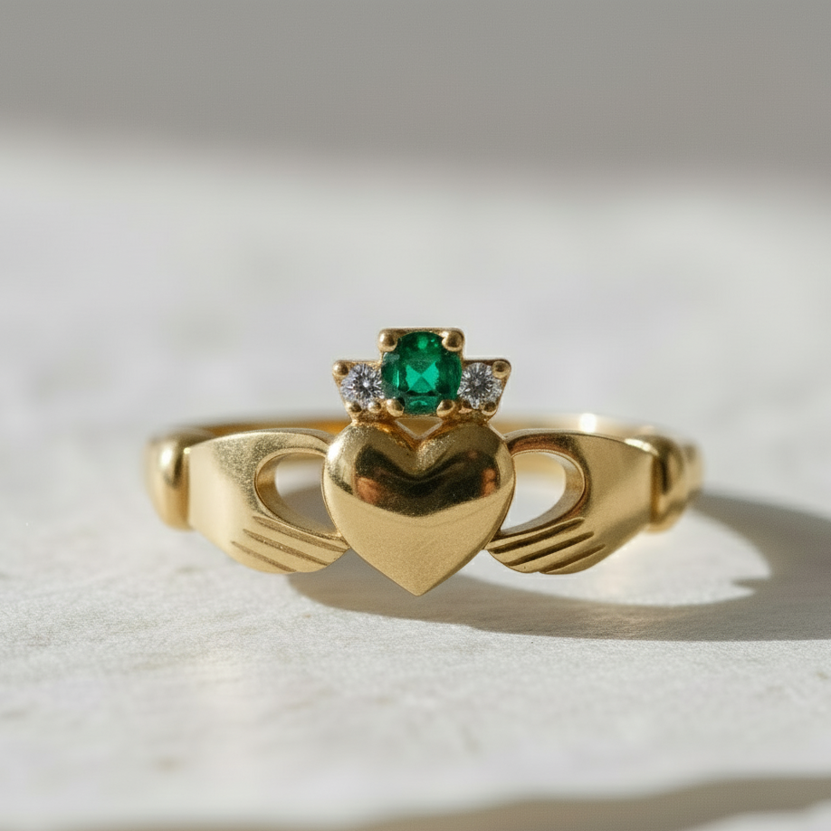 claddagh ring emerald 