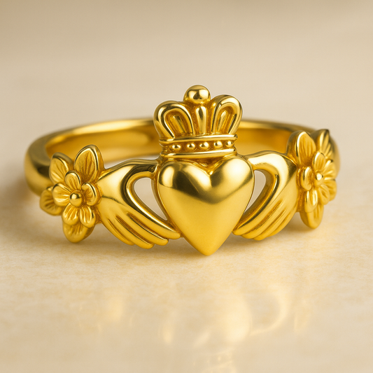 Eternal Bloom Claddagh Ring | 14K Gold | Handcrafted in Ireland