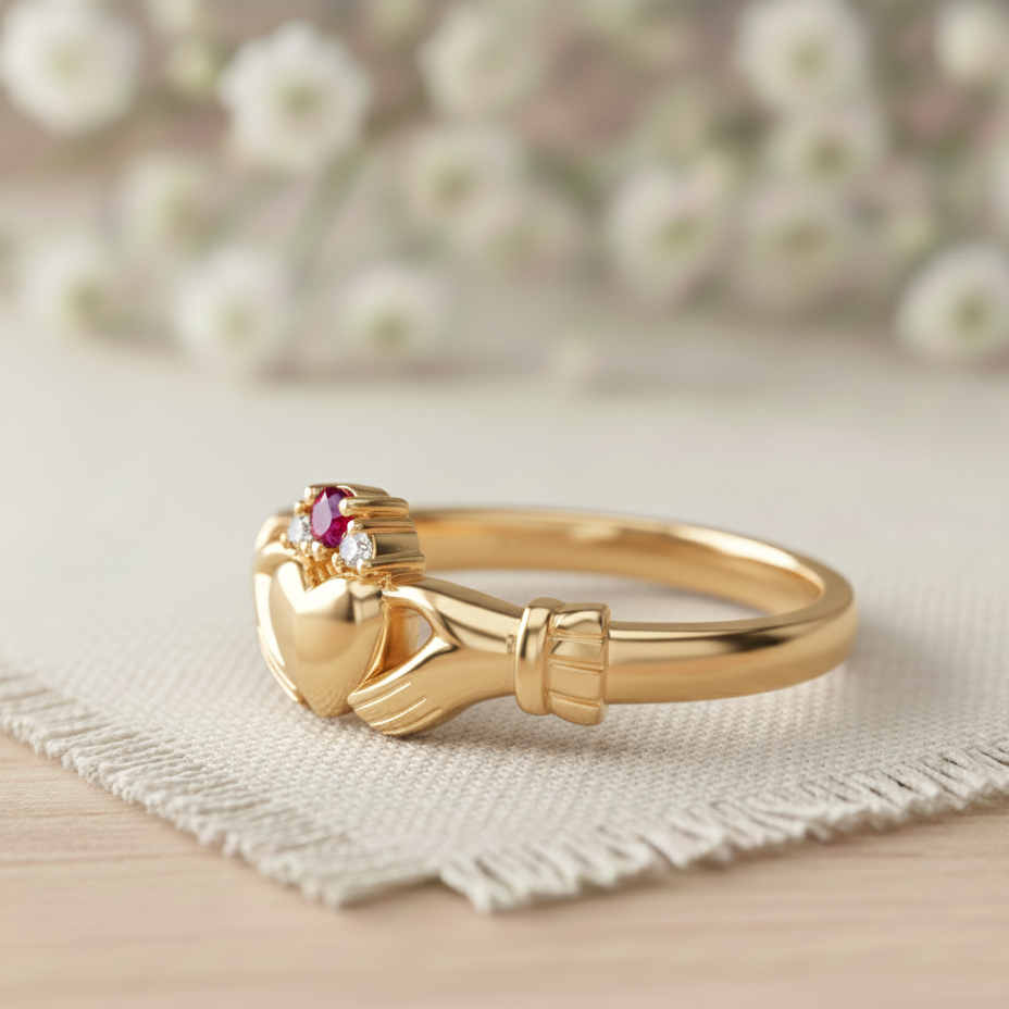 Pretty Clauddagh Rings Claddagh ring, Irish gold claddagh with Ruby crown. – Irish Jewelry Design