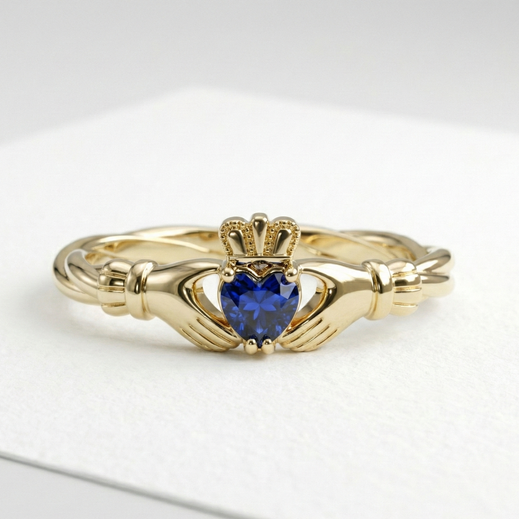 claddagh ring sapphire gold