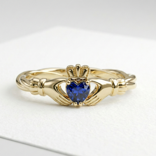 claddagh ring sapphire gold
