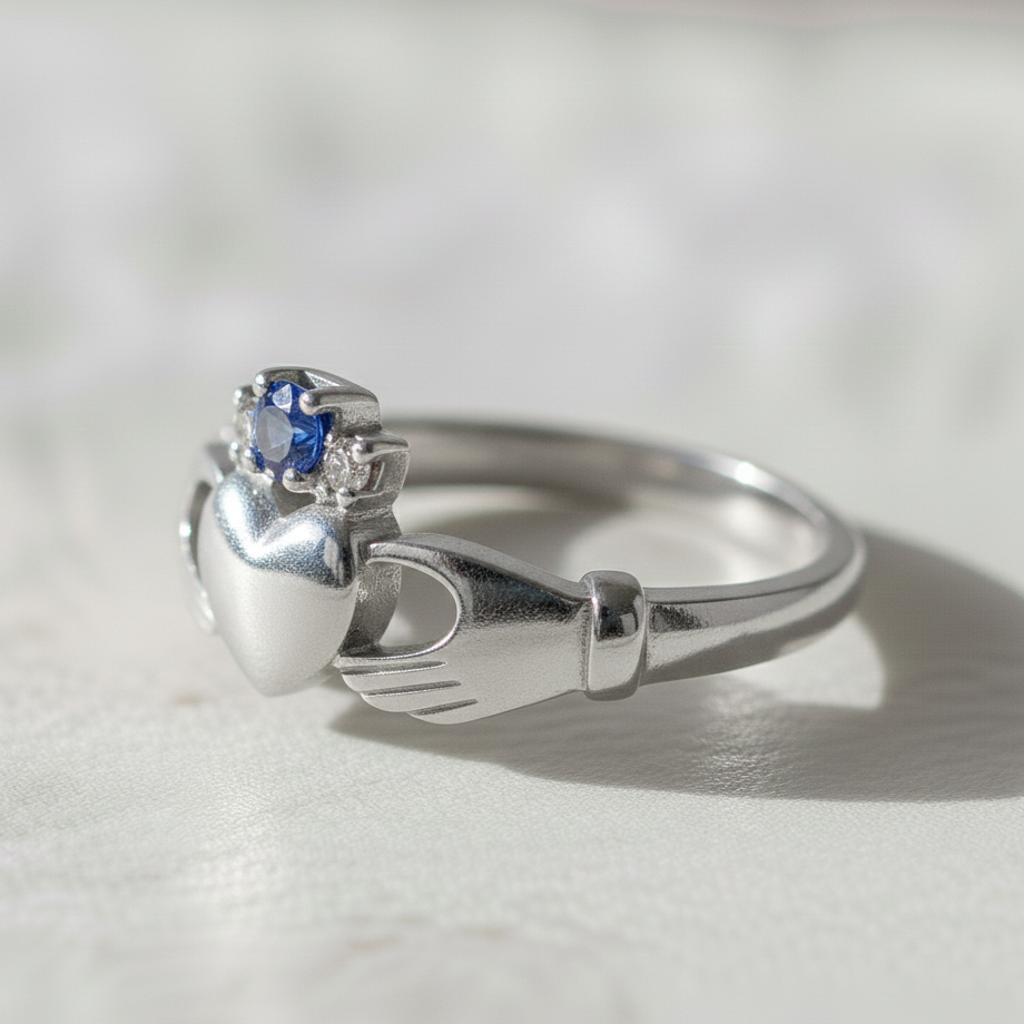 claddagh ring sapphire and diamond