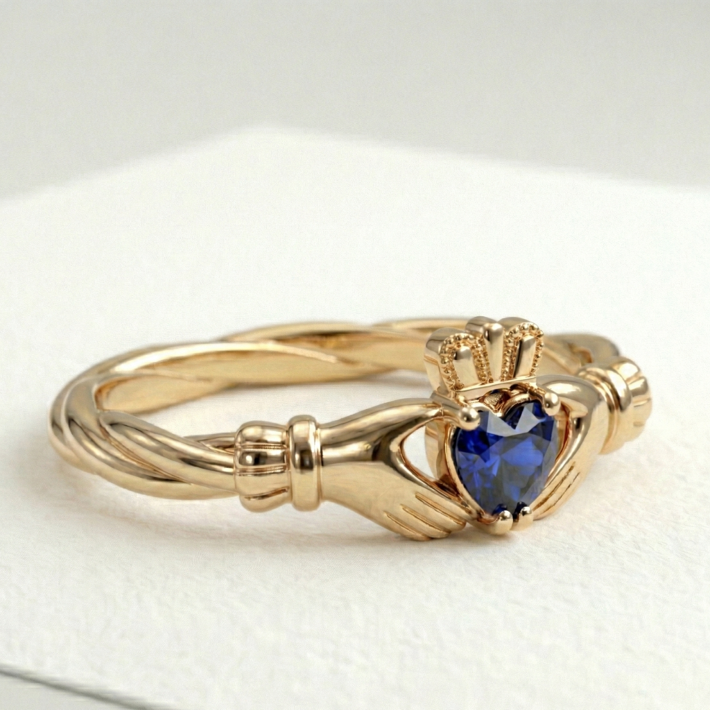 claddagh ring sapphire gold