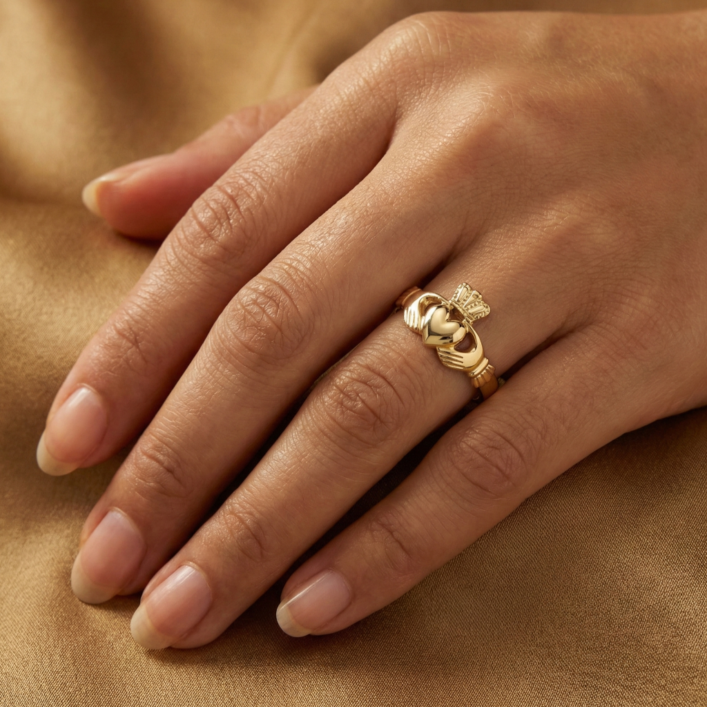 gold claddagh ring 