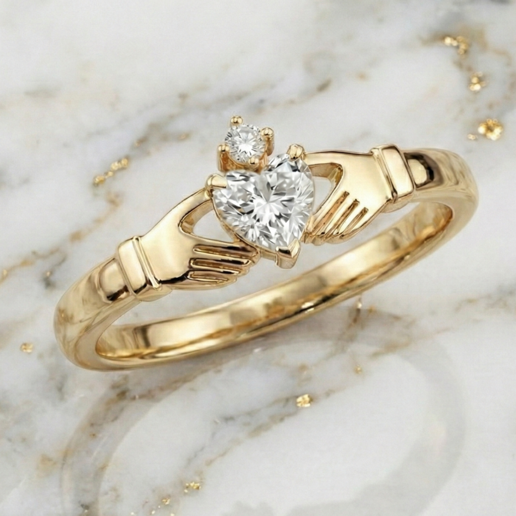 diamond gold claddagh ring 