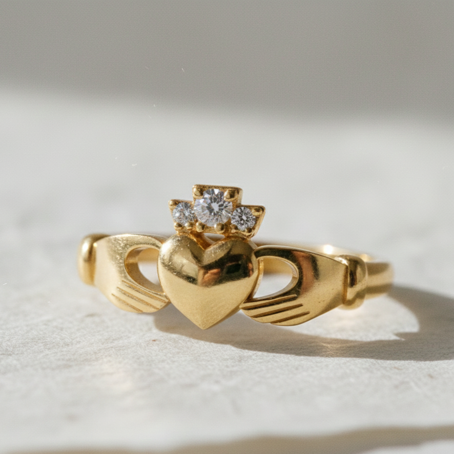diamond claddagh ring