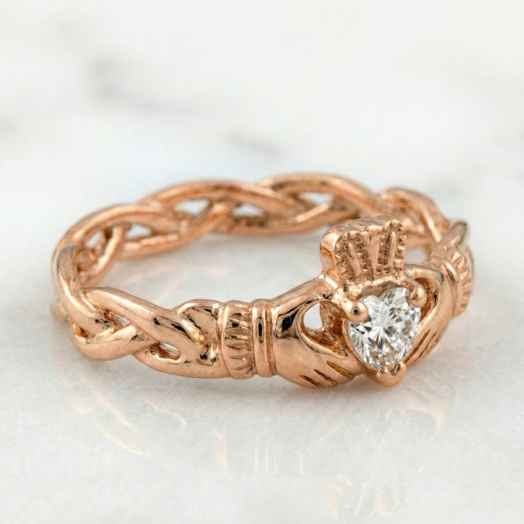 diamond cladadgh ring rose gold 