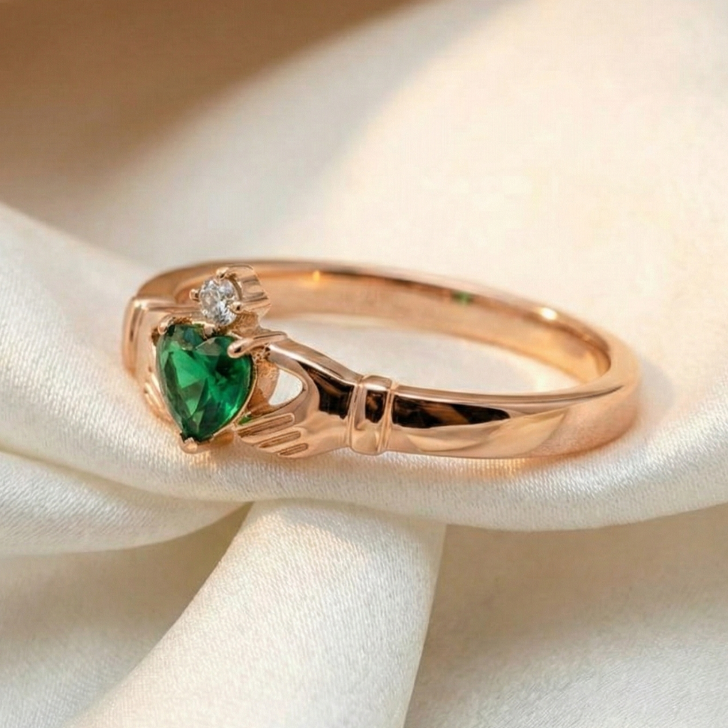 emerald claddagh ring 