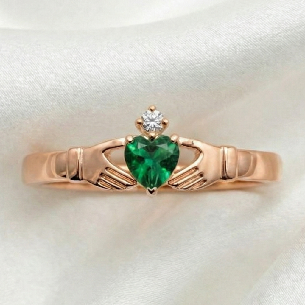 emerald claddagh ring 