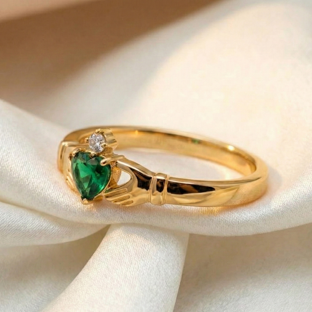 emerald claddagh ring 