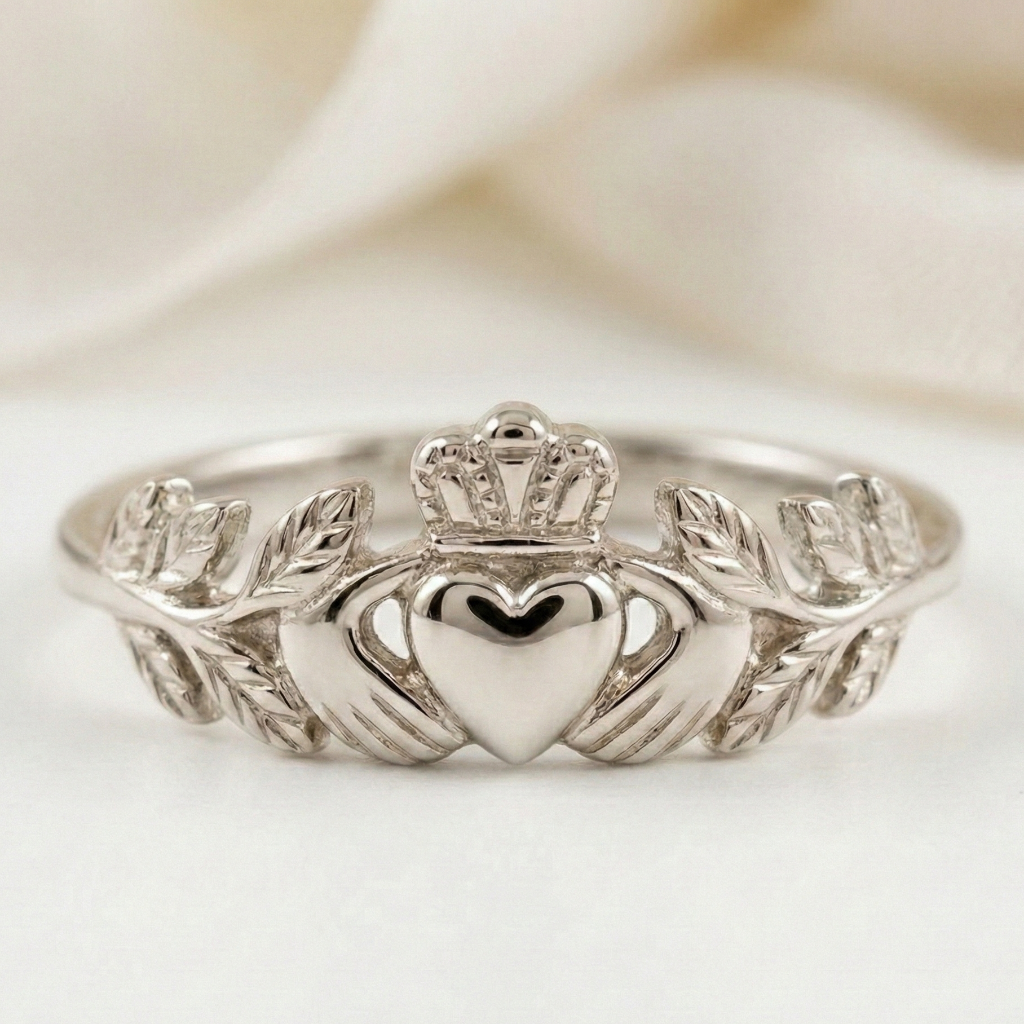 leaf claddagh ring