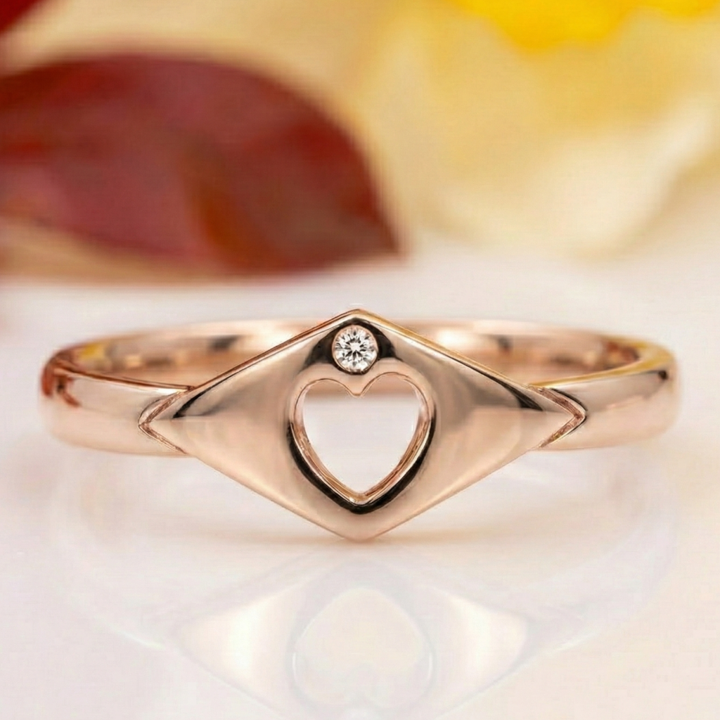 rose gold modern claddgh ring with diamond
