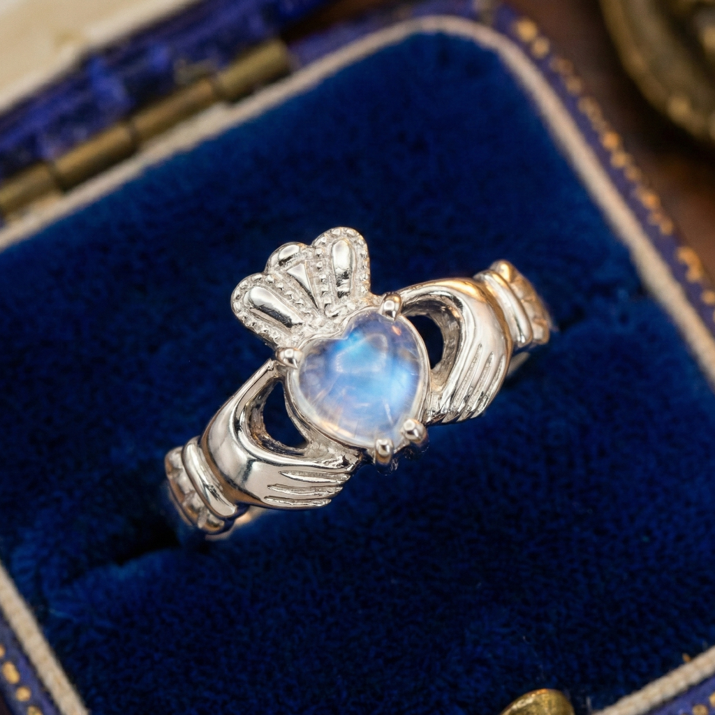 moonstone claddagh ring
