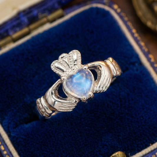 moonstone claddagh ring