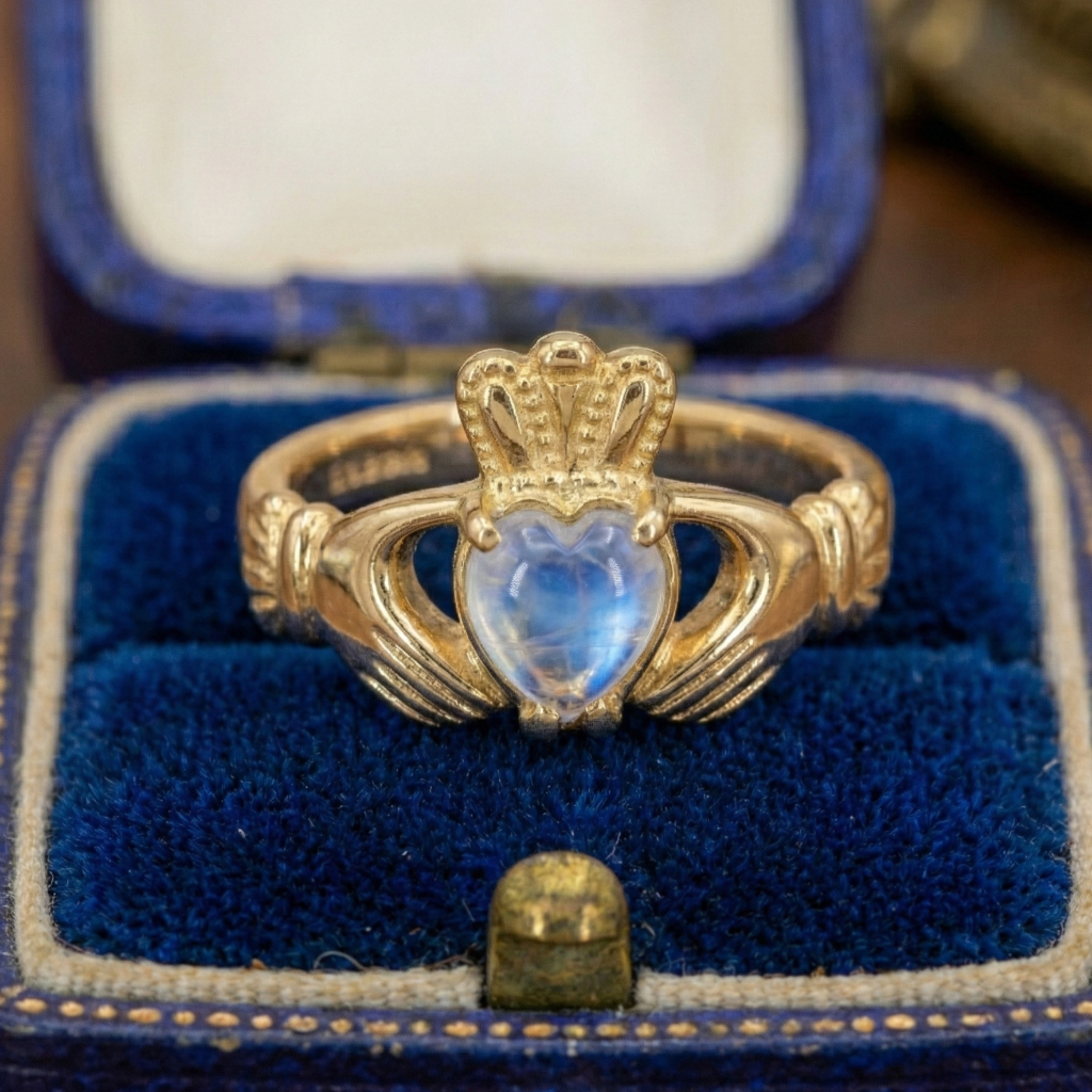 moonstone claddagh ring
