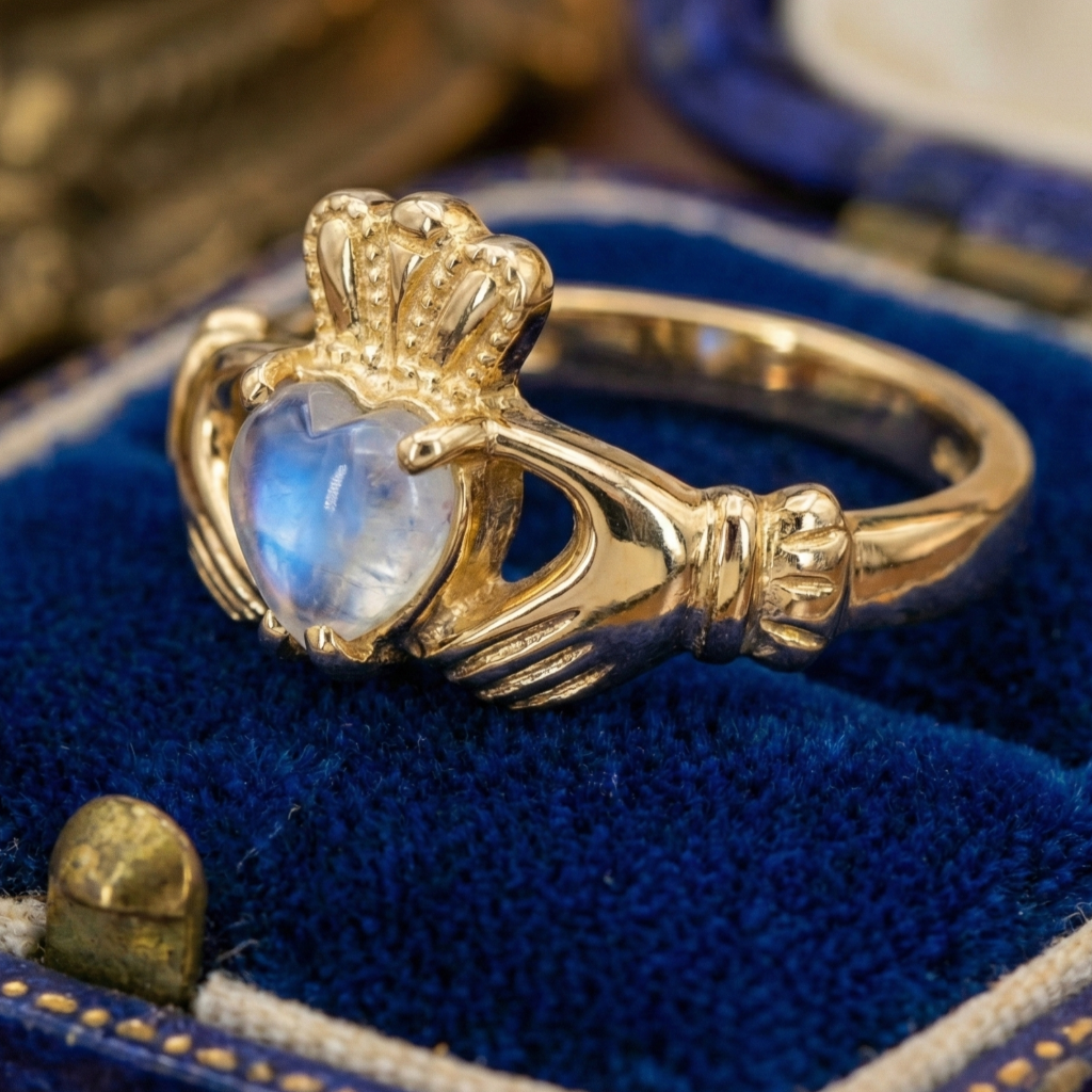 moonstone claddagh ring