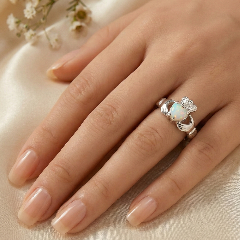 opal claddagh ring