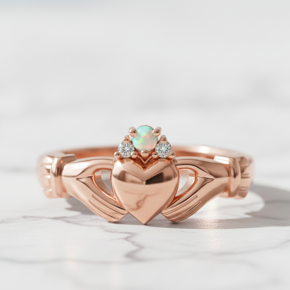 opal claddagh ring 