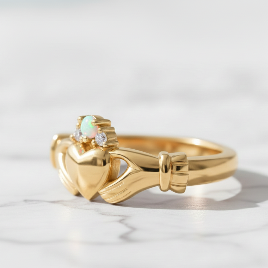 opal claddagh ring 