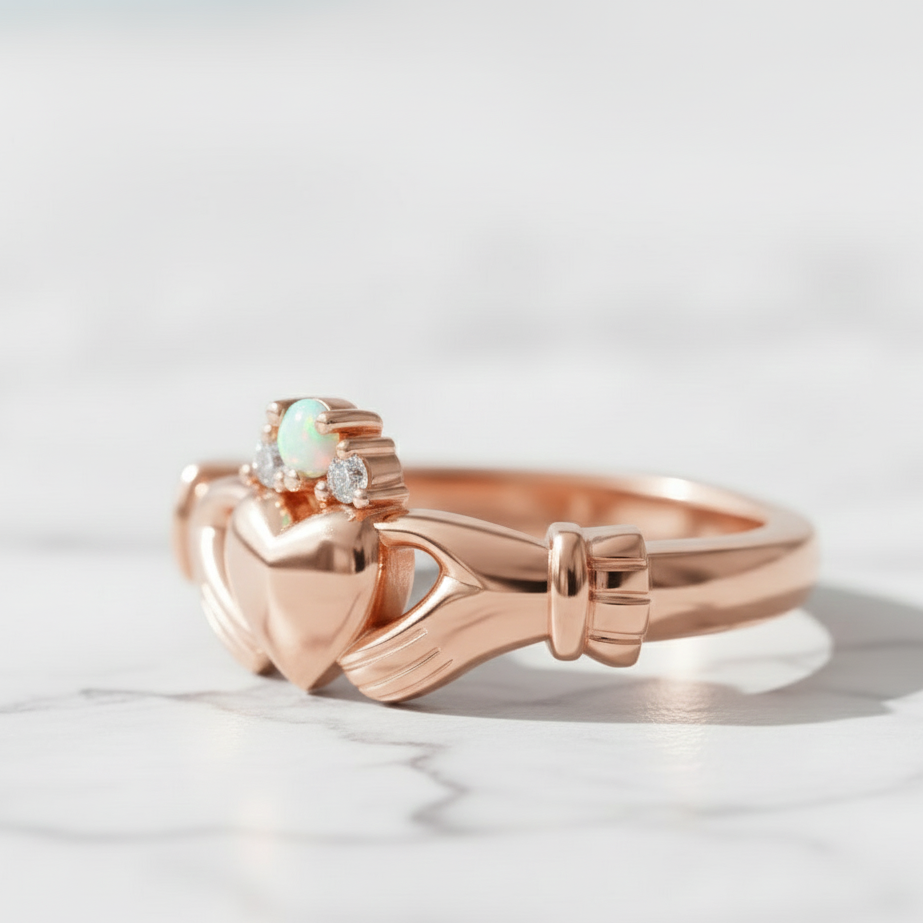 opal claddagh ring 