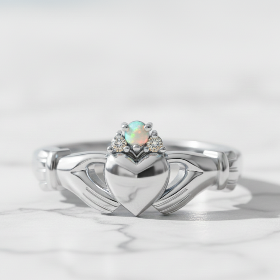 opal claddagh ring 
