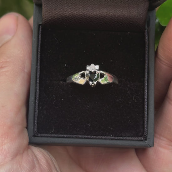 Sapphire and diamond claddagh ring 