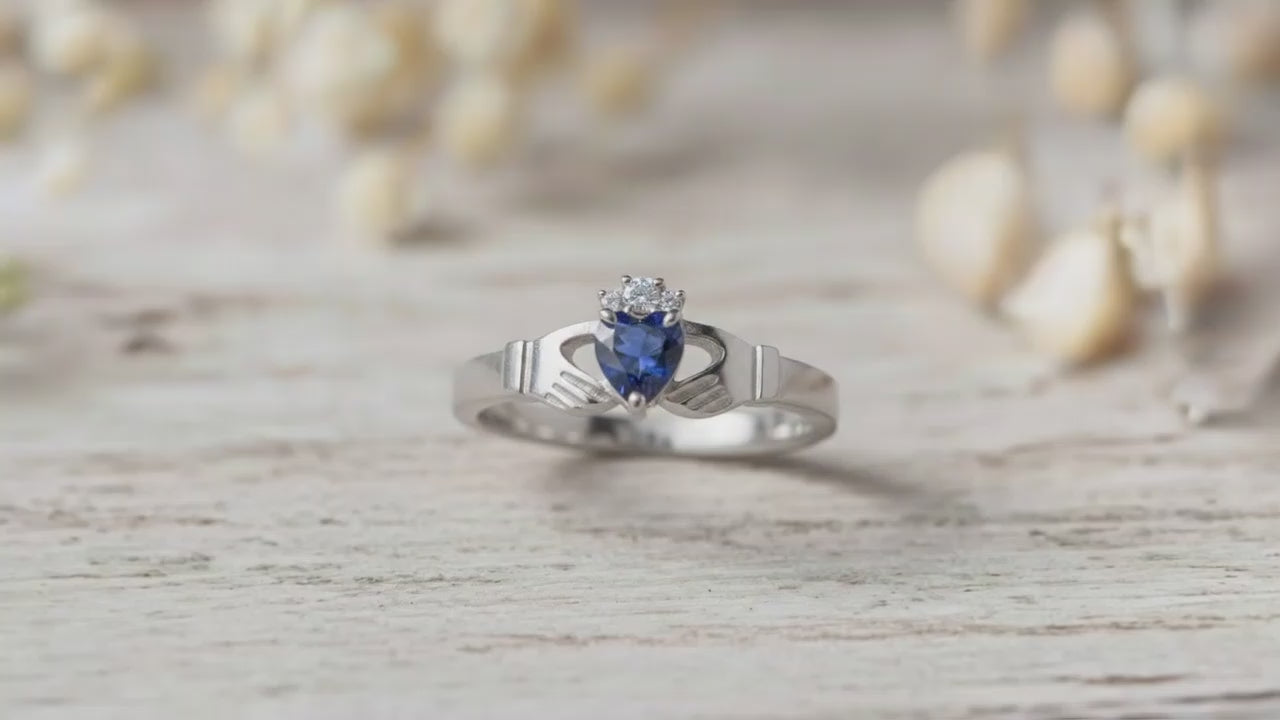 sapphire claddagh ring video